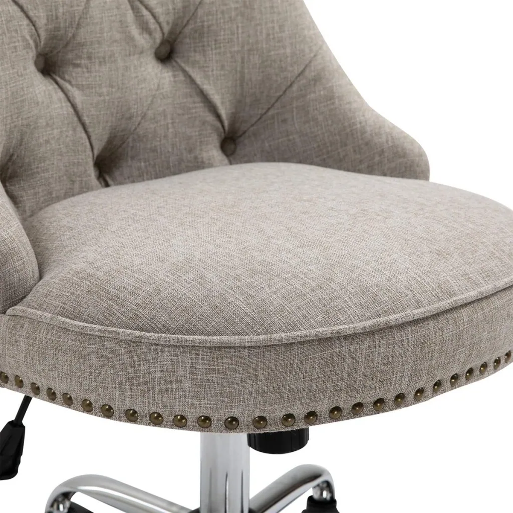Upholstered chair with Chesterfield backrest, light grey