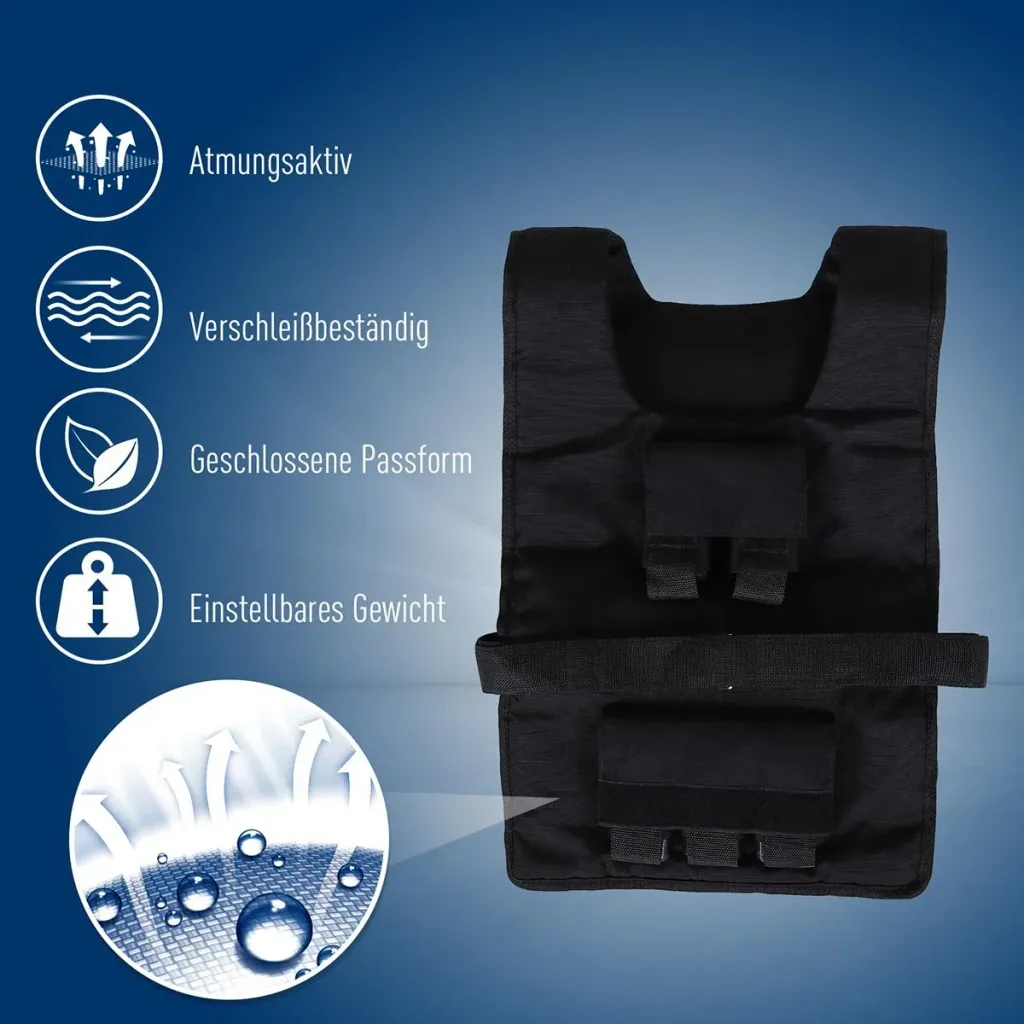 Training vest with 20 iron weights black