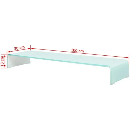 TV cabinet/monitor riser white 100x30x13 cm glass