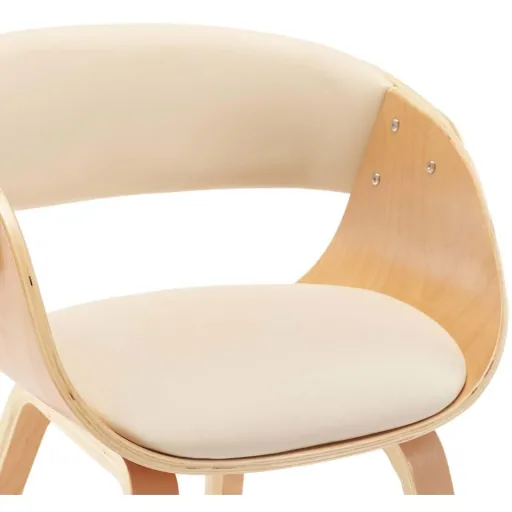 Dining chair bent wood and faux leather cream