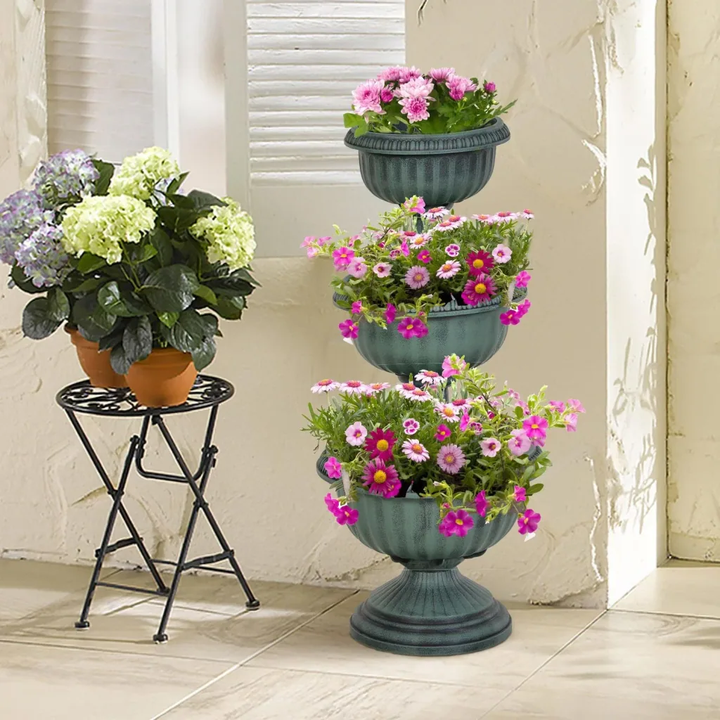Flower stand 3-piece, green