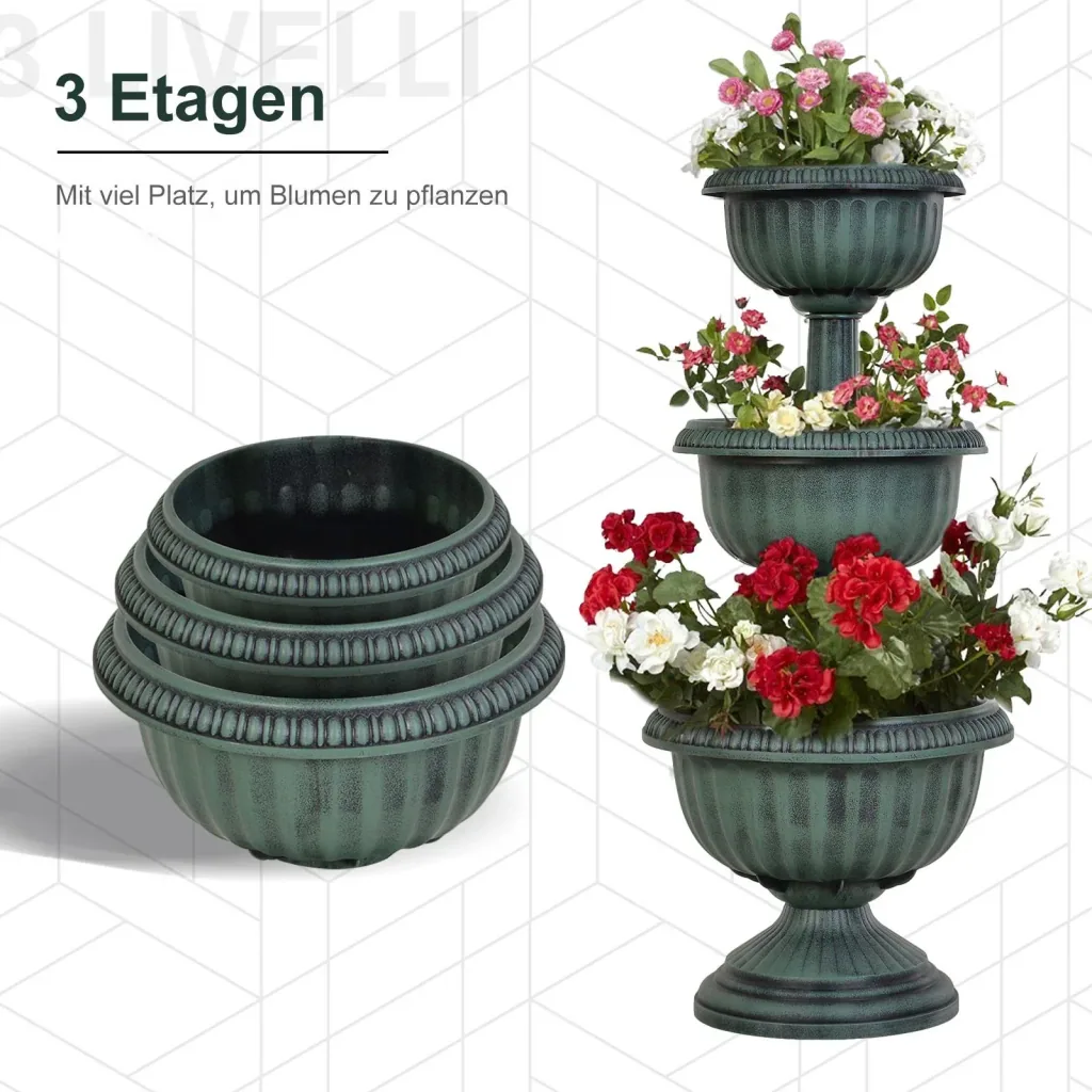 Flower stand 3-piece, green