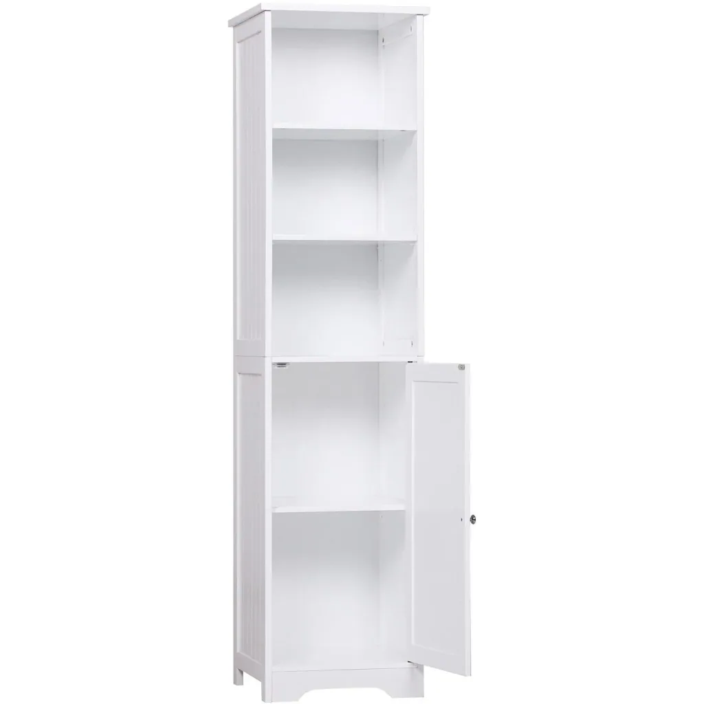 Chest of drawers bathroom cabinet bathroom cabinet bathroom shelf standing cabinet adjustable shelves wood white 40 x 38 x 160 cm