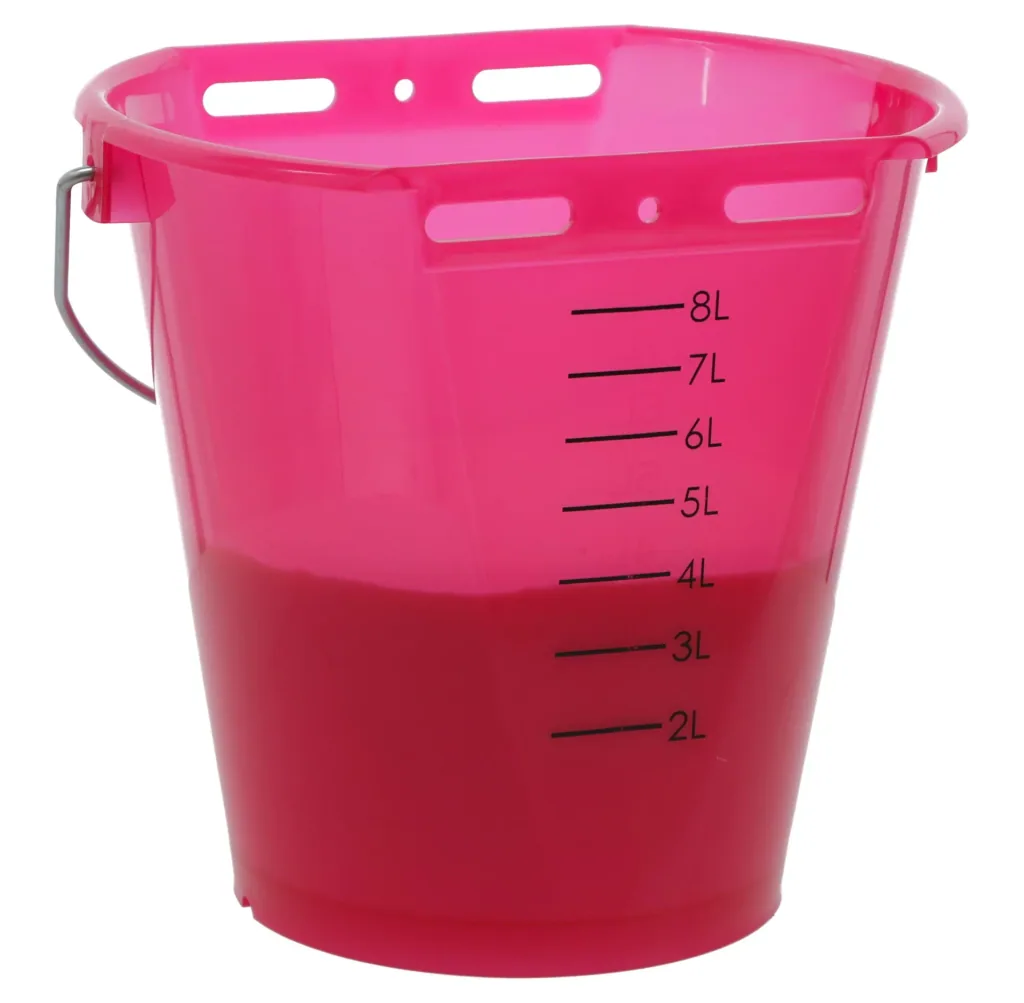 Calf drinking bucket 8 l, pink transparent with scale