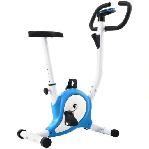 Exercise bike with resistance bands blue