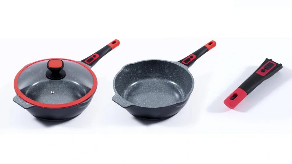 Click-Grip frying pan, cast aluminum, removable handle, 28 cm