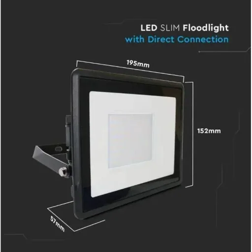 VT-158 LED Floodlight - 50W - 4000 Lm - 3000K - Black