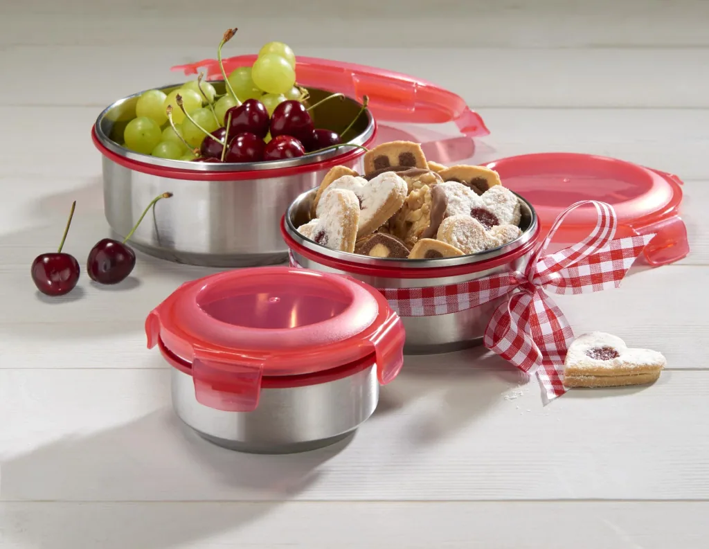 Stainless steel click containers, 6 pieces