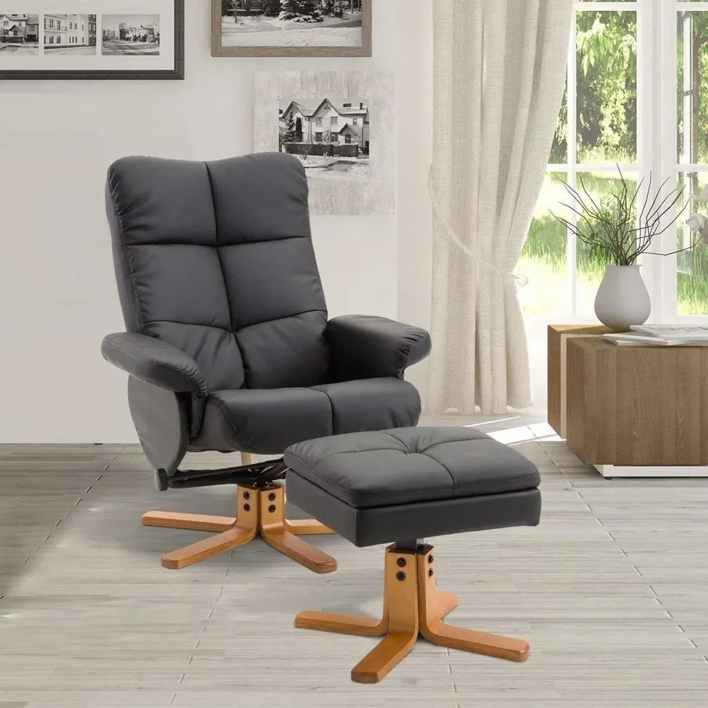 Recliner chair TV chair with stool reclining function black