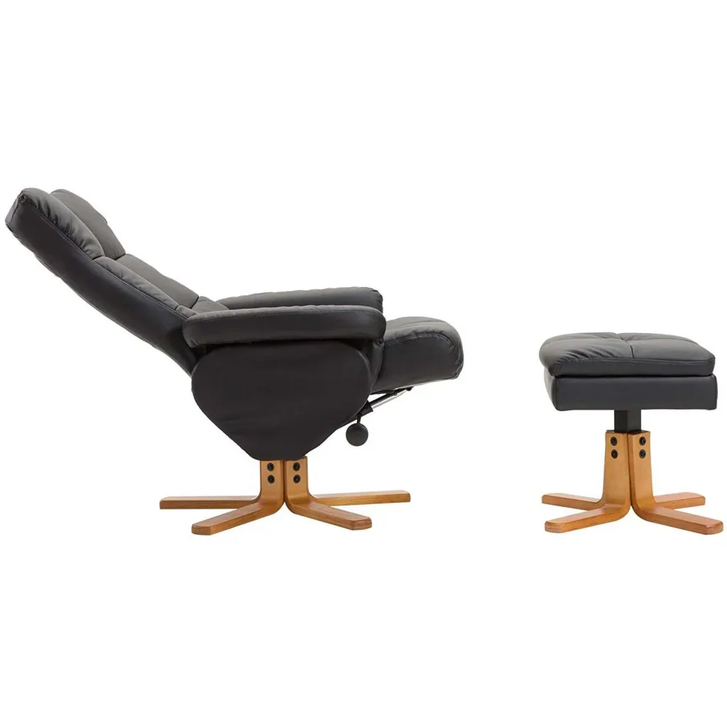 Recliner chair TV chair with stool reclining function black