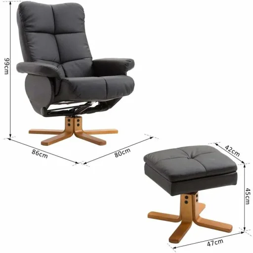 Recliner chair TV chair with stool reclining function black