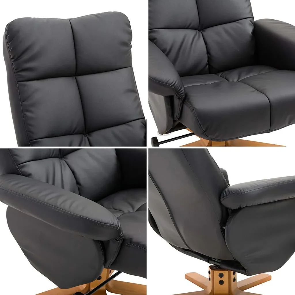 Recliner chair TV chair with stool reclining function black