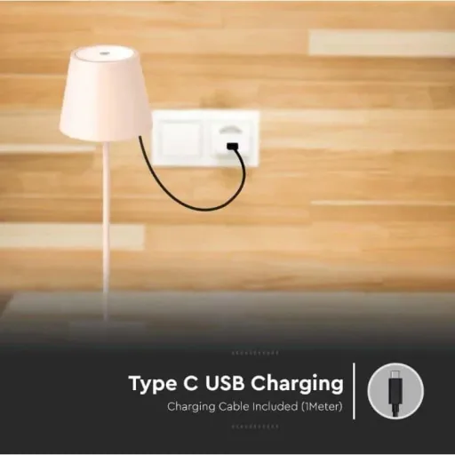 VT-7703 Table Lamp - 4000K - Dimmable by Touch - Rechargeable - Gold