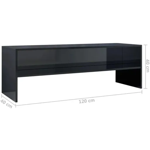 TV cabinet 120x40x40 cm chipboard high-gloss black