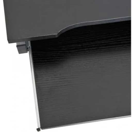 Desk computer desk office table rollable with keyboard drawer chipboard, steel black