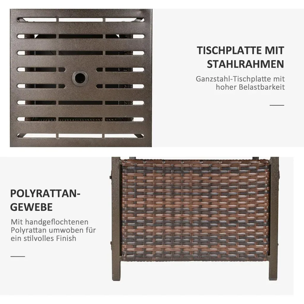 Garden table with umbrella hole brown