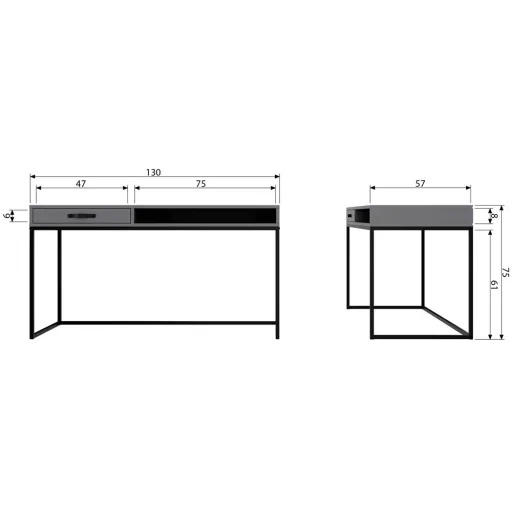 Woood bureau Morris klei grijs