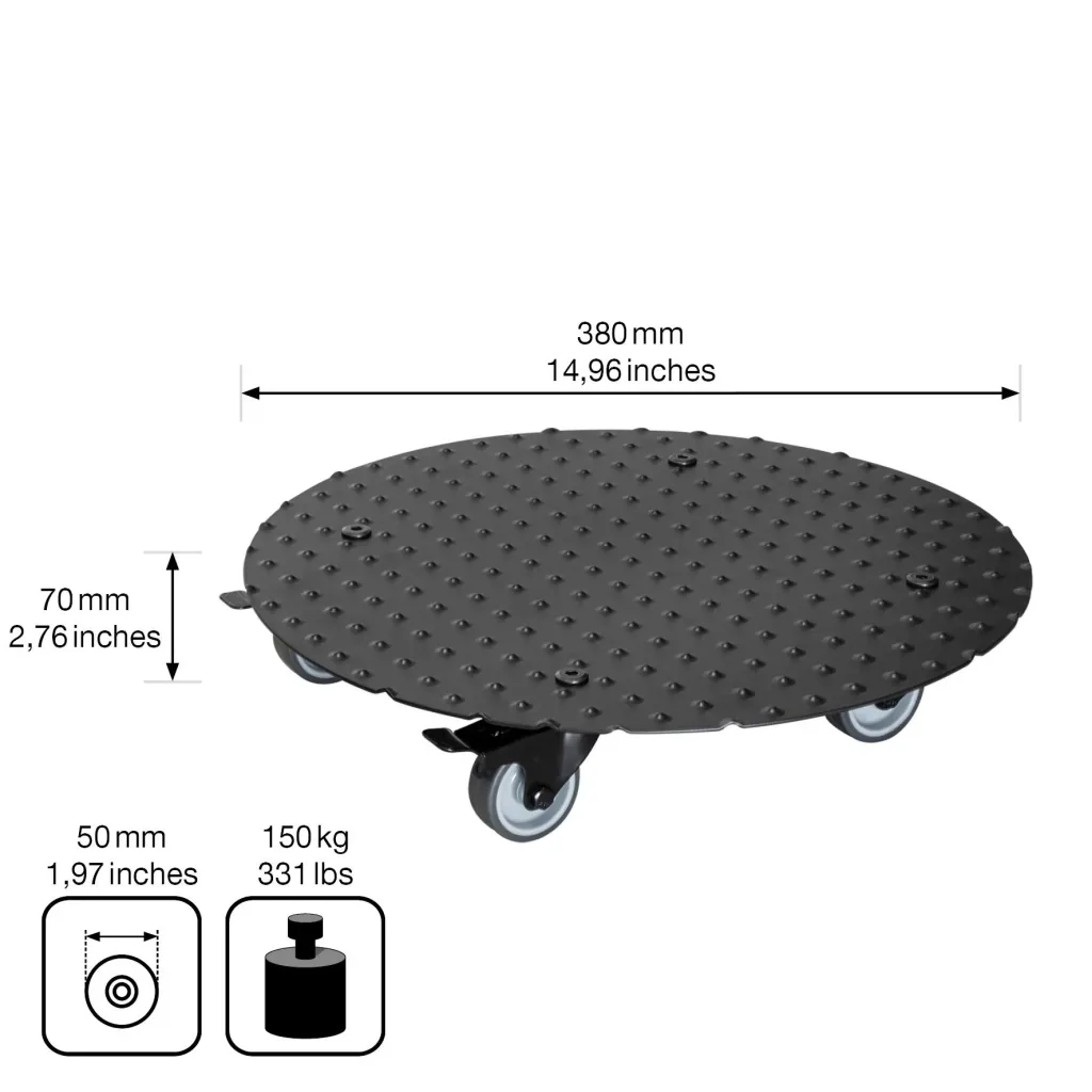 Multi Roller MR 7006, Ø 38 x 7.5 cm, soft wheels Ø 50 mm, plain bearings, 2 brakes, aluminum checker plate, load capacity 150 kg