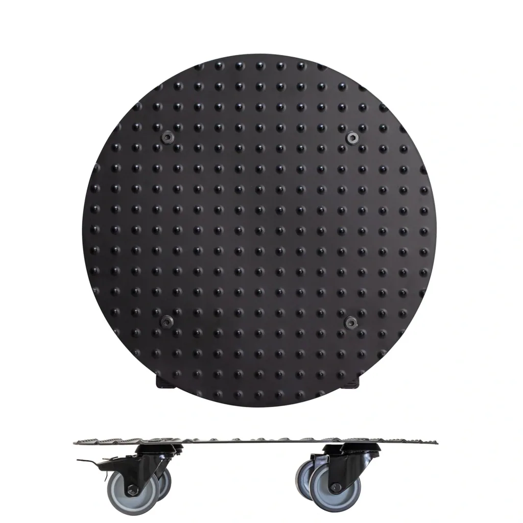 Multi Roller MR 7006, Ø 38 x 7.5 cm, soft wheels Ø 50 mm, plain bearings, 2 brakes, aluminum checker plate, load capacity 150 kg