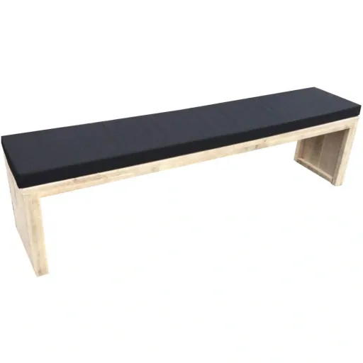 Garden bench frame wood 160 cm including water and dirt-repellent cushion black