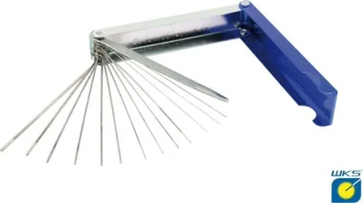 Nozzle cleaning needles with file in a metal case