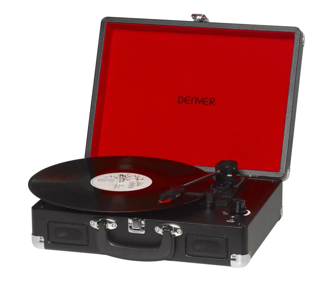 Retro USB record player "VPL-120" in a case in red