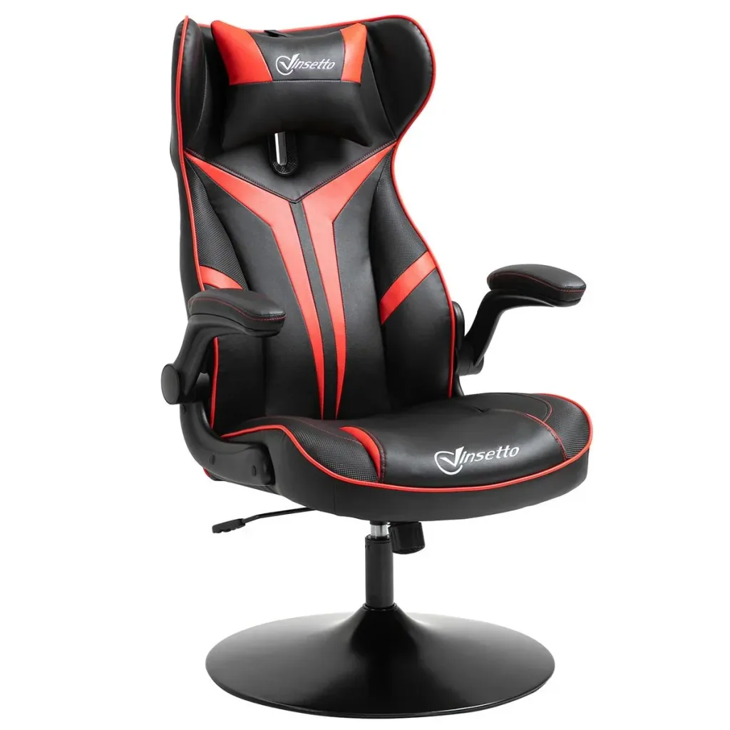 Gaming chair ergonomic computer chair with rocking function swivel chair height adjustable steel black+red 67 x 75 x 106-112