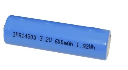 Li-Ion Lifepo4 Mignon (AA) Battery 14500, 600 mAh, 3.2 Volts, unprotected