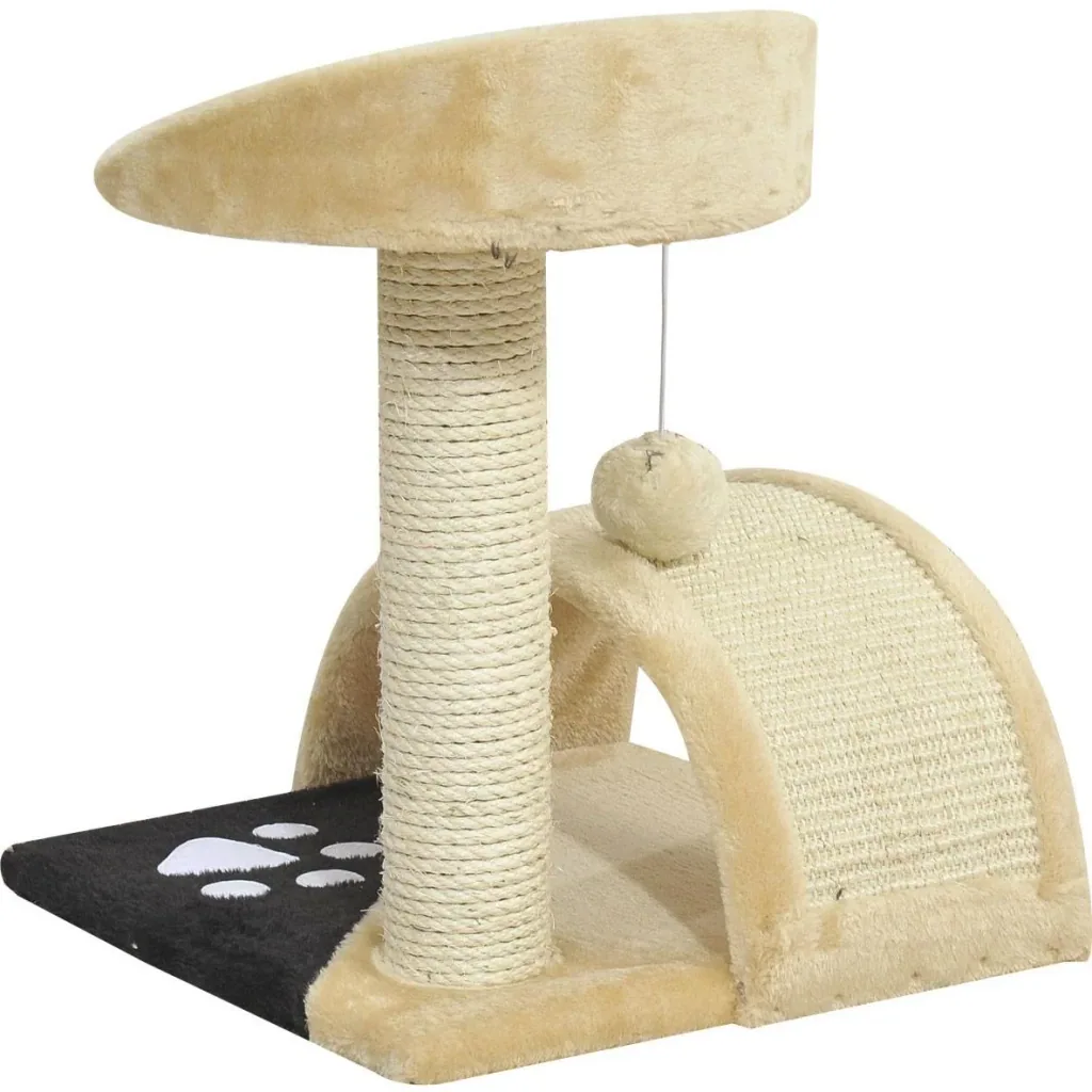 Cat tree with plush beige
