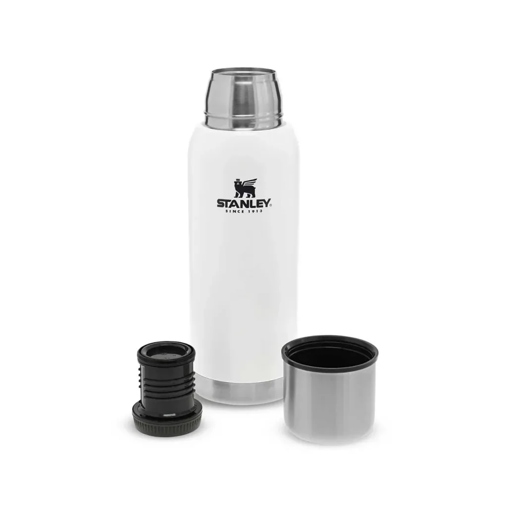 Adventure vacuum bottle, 1.0 l, stainless steel, matte white, vacuum insulation, insulated drinking cup