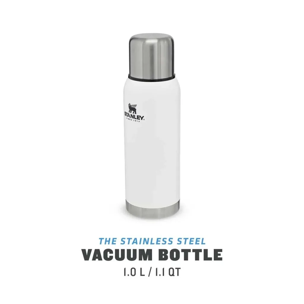 Adventure vacuum bottle, 1.0 l, stainless steel, matte white, vacuum insulation, insulated drinking cup