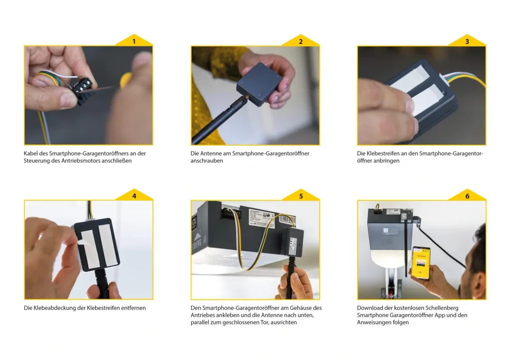 Smartphone garage door opener with LED