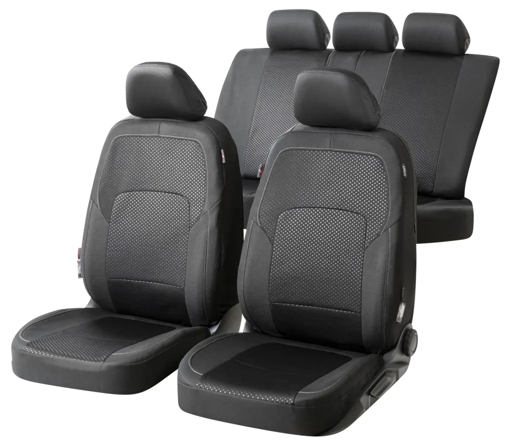 Car seat cover Logan Premium, black-silver, complete set 14 pieces