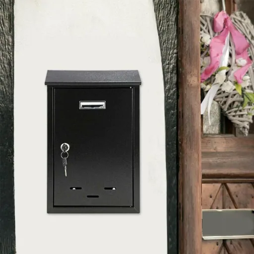 Mailbox with 2 buttons - black - 285x200x60 mm