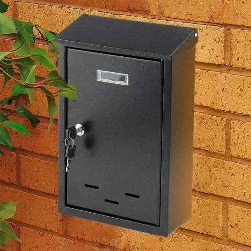 Mailbox with 2 buttons - black - 285x200x60 mm