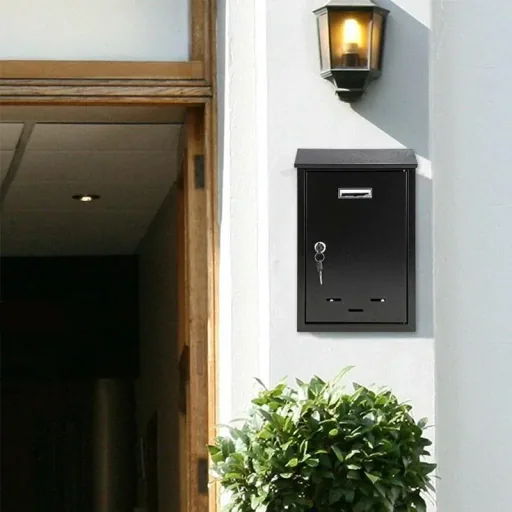 Mailbox with 2 buttons - black - 285x200x60 mm