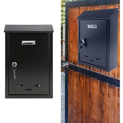 Mailbox with 2 buttons - black - 285x200x60 mm
