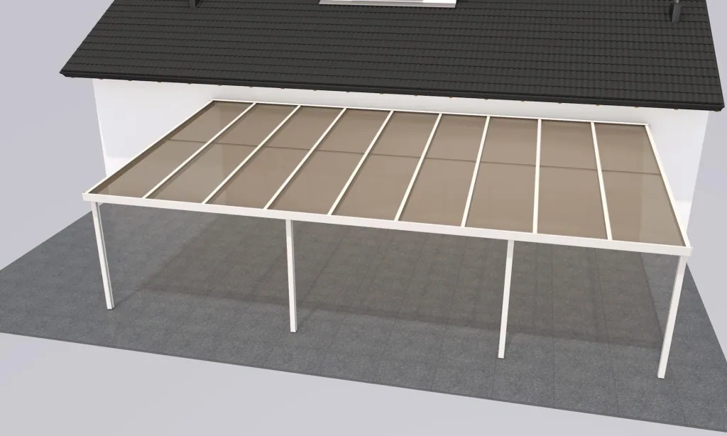 Patio roof Premium, white, 9135 x 5060 mm - Acrylic multi-wall sheets 16 mm, bronze