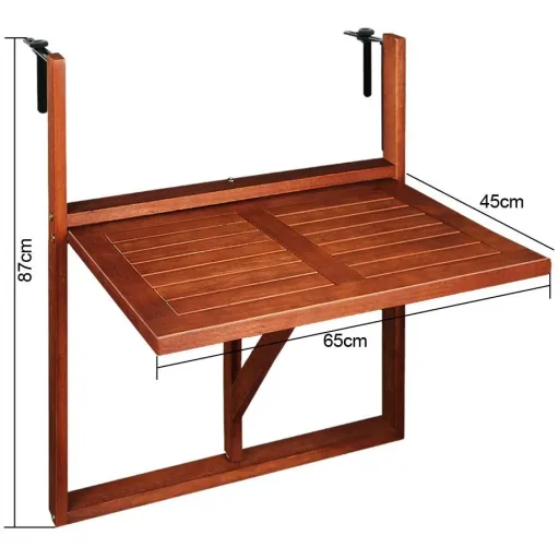 Folding balcony table - acacia wood - 65x45x87cm