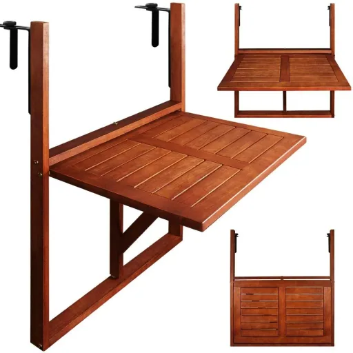 Folding balcony table - acacia wood - 65x45x87cm