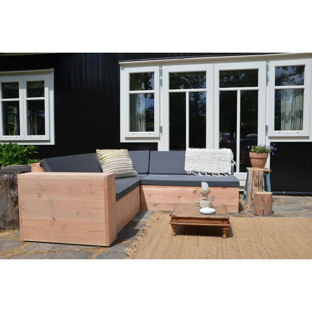 Lounge set made of robust Douglas wood corner sofa 200/250 cm