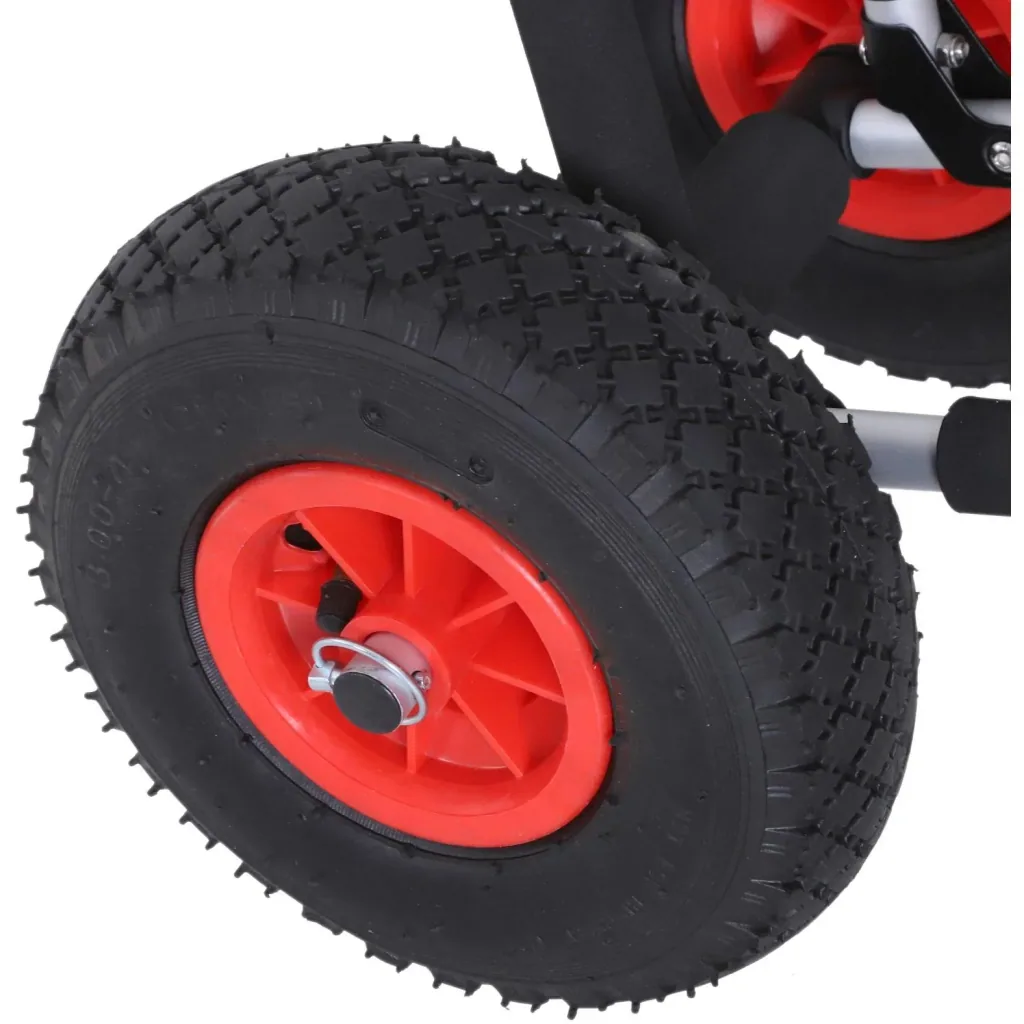 Canoe cart, kayak cart, surf cart, foldable, padded, PU tires, aluminum, silver, up to 45 kg, L65 x W38 x H52 cm