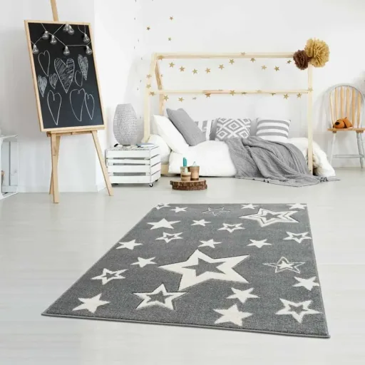 Livone kindertapijt Galaxy sterren grijs, Tapijtmaat: 160 x 230 cm