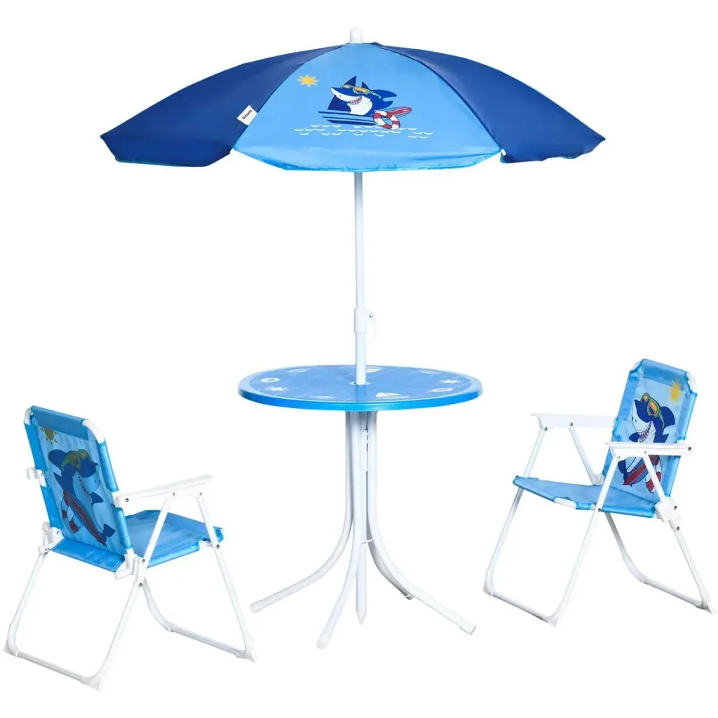 Garden table set for 3-6 year olds, shark design, blue