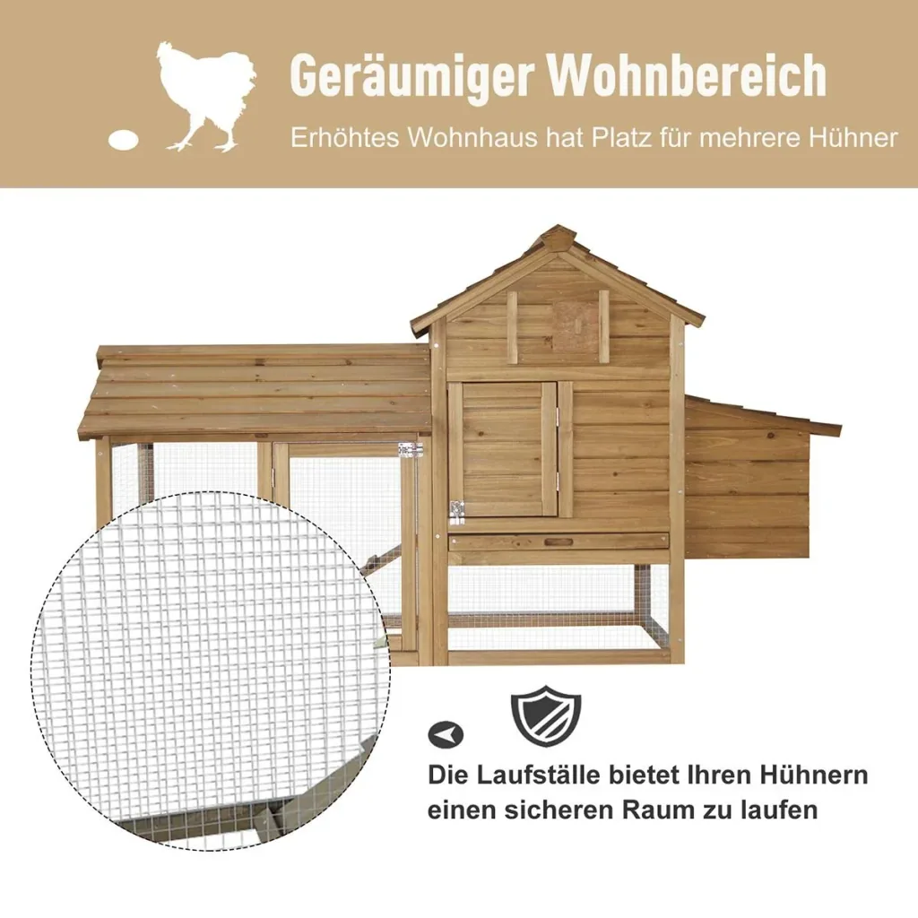 Chicken coop with playpen natural