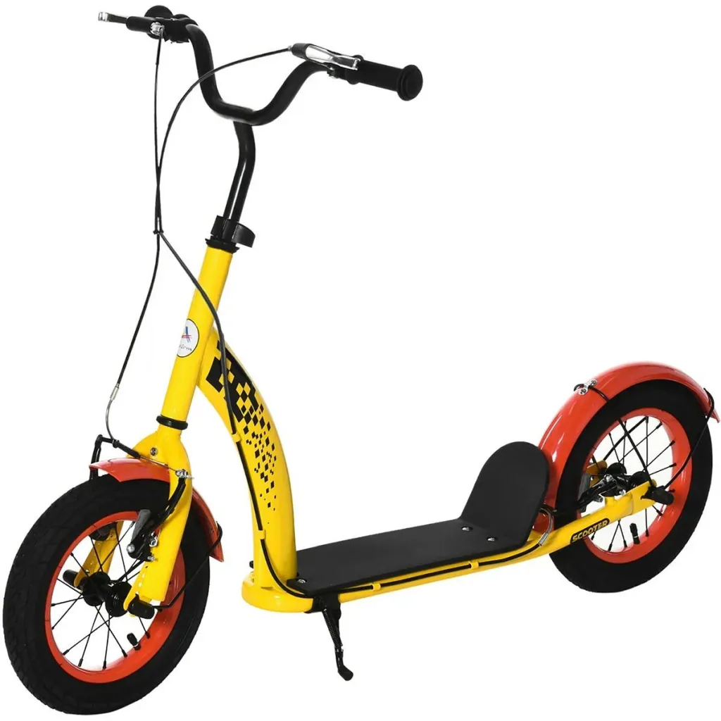 Children's scooter with 12'' pneumatic tires from 5 years black/yellow 118 x 55.5 x 85-100.5 cm