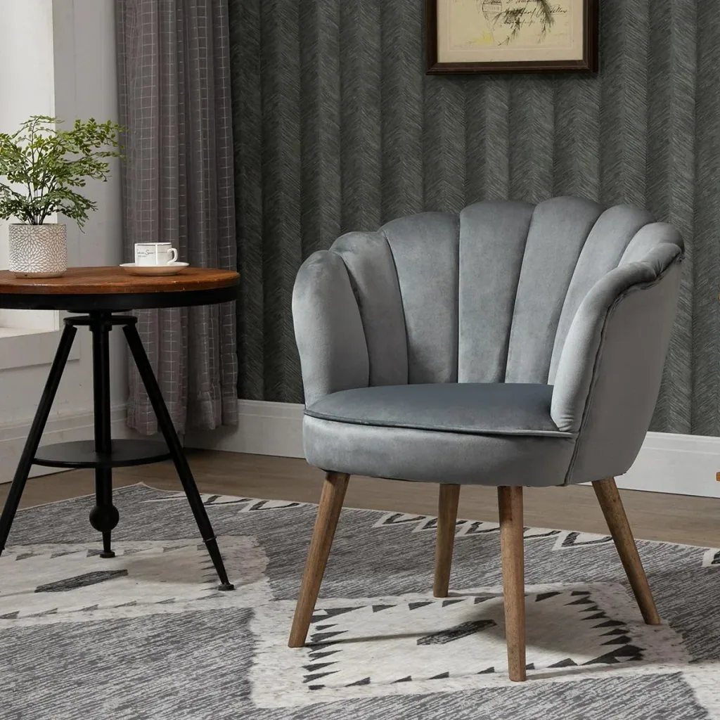 Dining room chair, kitchen chair, armchair with backrest, living room chair, polyester, rubberwood, dark grey, 66 x 72 x 79 cm
