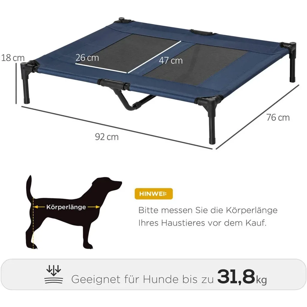 Dog lounger outdoor sleeping place dog bed dog sofa pet bed cat bed dark blue 92 x 76 x 18 cm