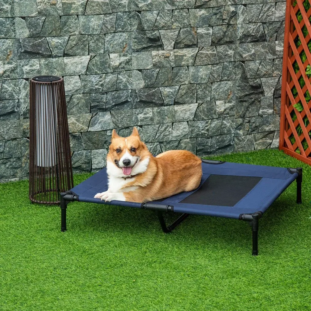 Dog lounger outdoor sleeping place dog bed dog sofa pet bed cat bed dark blue 92 x 76 x 18 cm
