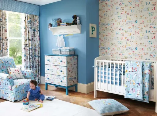 Little Sanderson Abracazoo ruit stof Whitby blauw